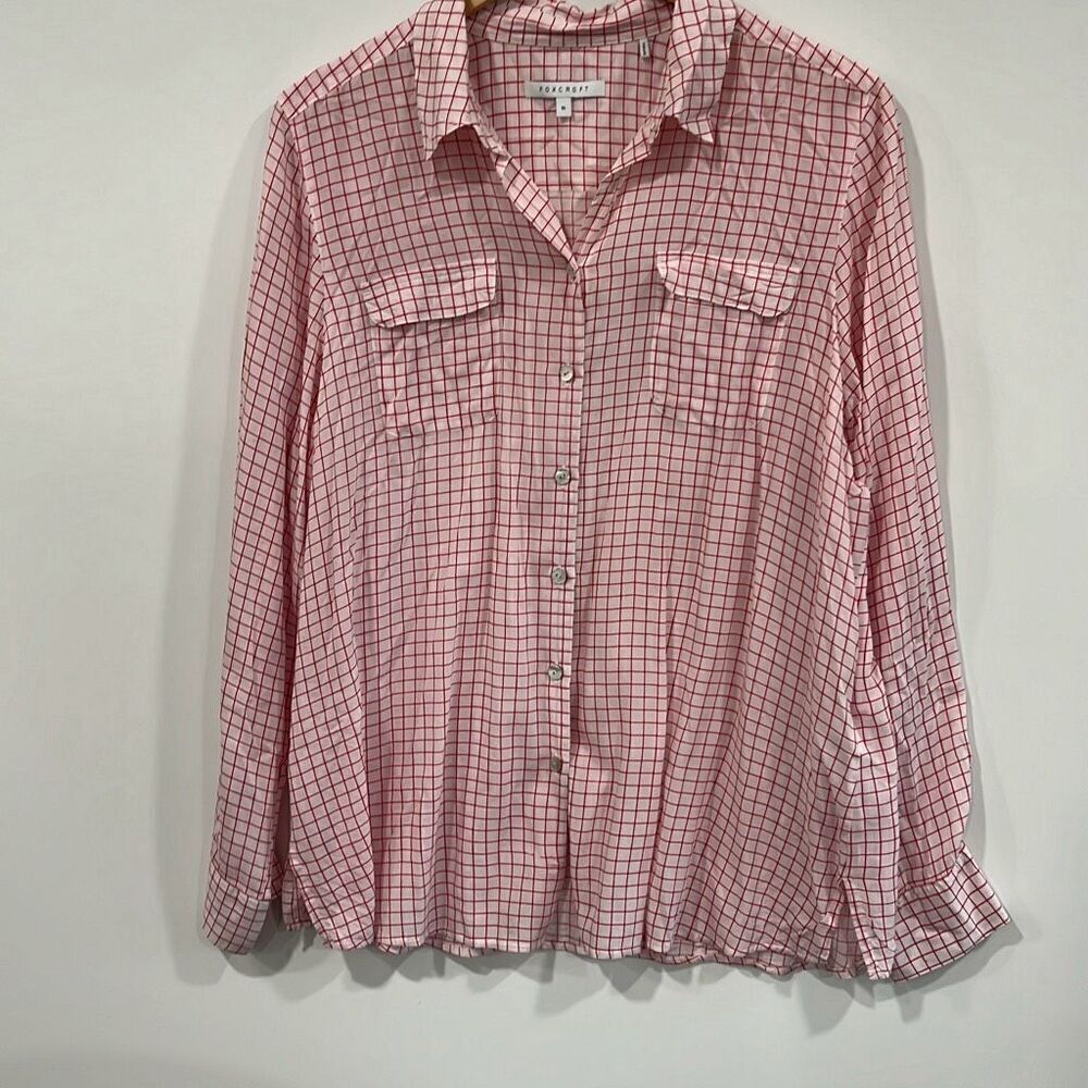 Foxcroft tencel red plaid button up shirt womens